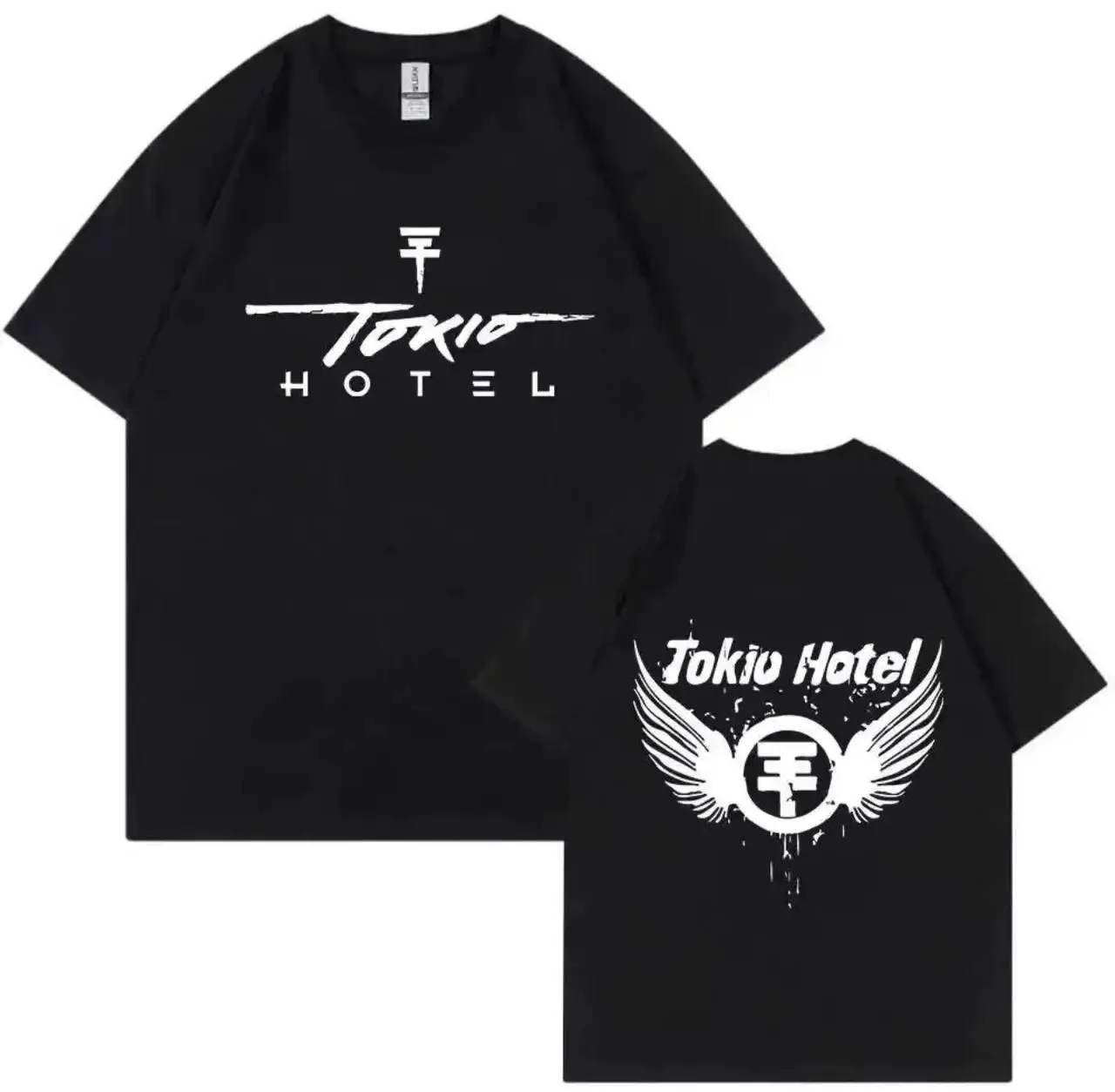 Чорна футболка Tokio Hotel з двостороннім принтом гурту, Токіо 