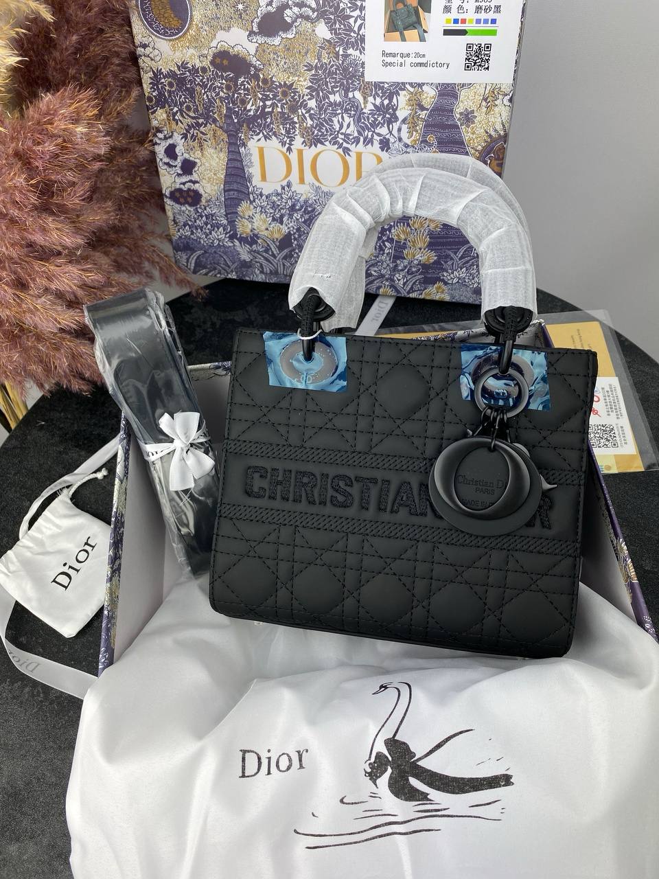 Christian Dior Latte Ultramatte Cannage Calfskin Mini Lady Dior