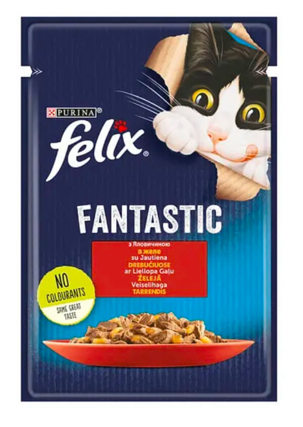 Фелікс Фантастік З яловичиною. Шматочки у желе.  Конс/кот 85г