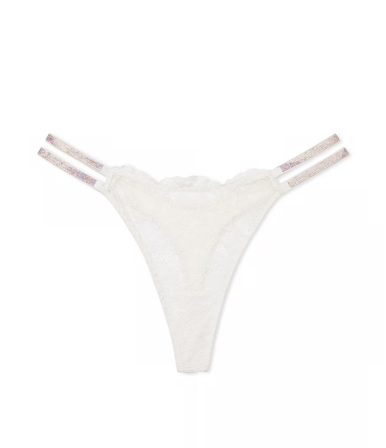 Трусики VS Double Shine Strap Lace Thong Panty білі
