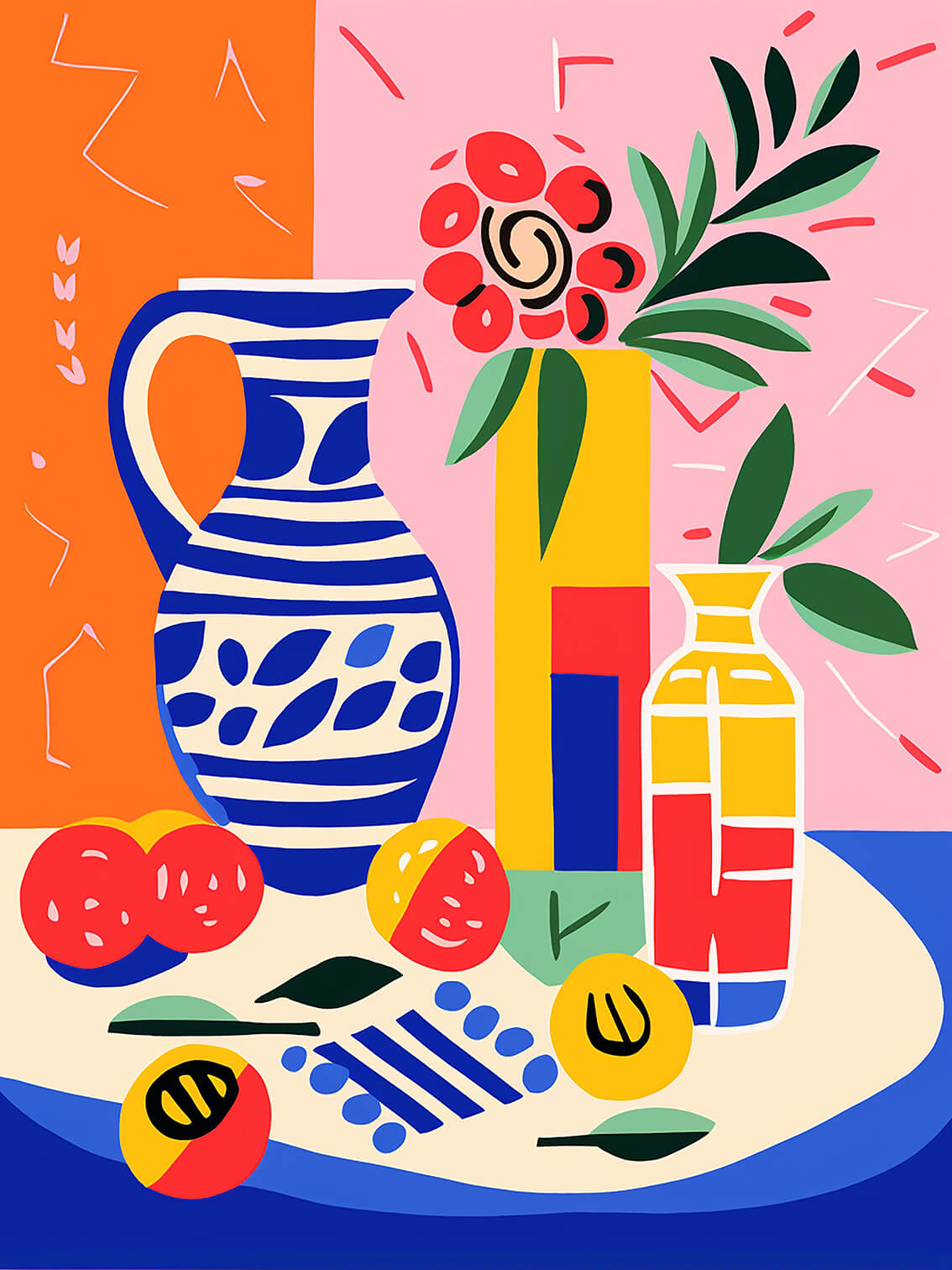 Abstract Still-life XXXIV, 80x60 cm, original acrylic painting on canvas