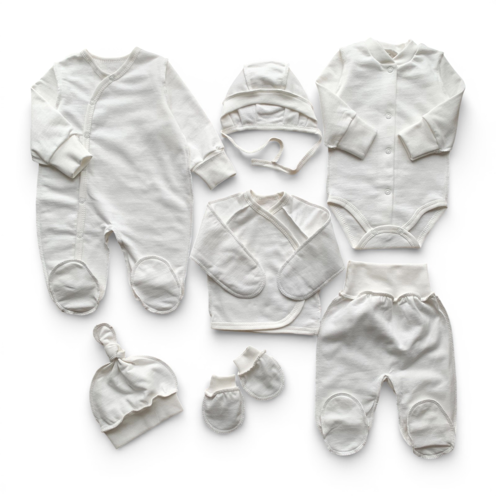 Комплект 7-ми предметний утеплений однотонний молочний футер 56