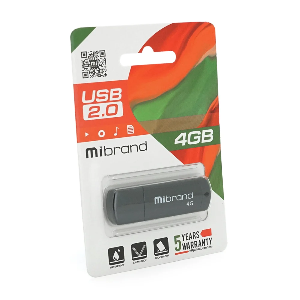 USB флешка Mibrand Grizzly 4Gb USB2.0 (чорна)