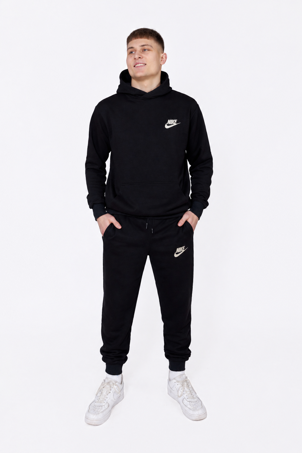 Костюм Чоловічий Nike - Найк (Копія) з Двунитки, Чорний