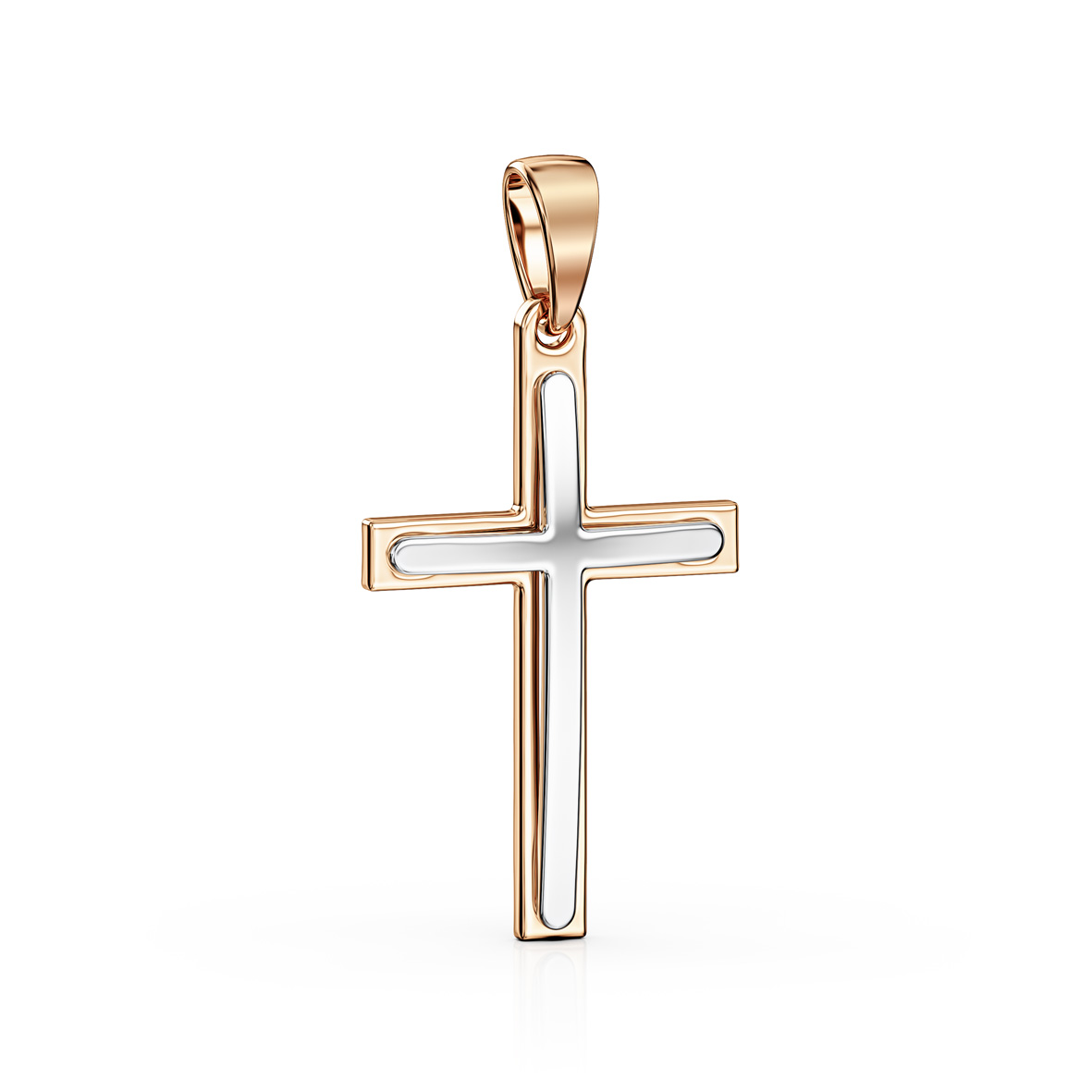 Eleganter Kreuzanhänger aus 585er Rotgold mit stilvoller zweifarbiger Optik