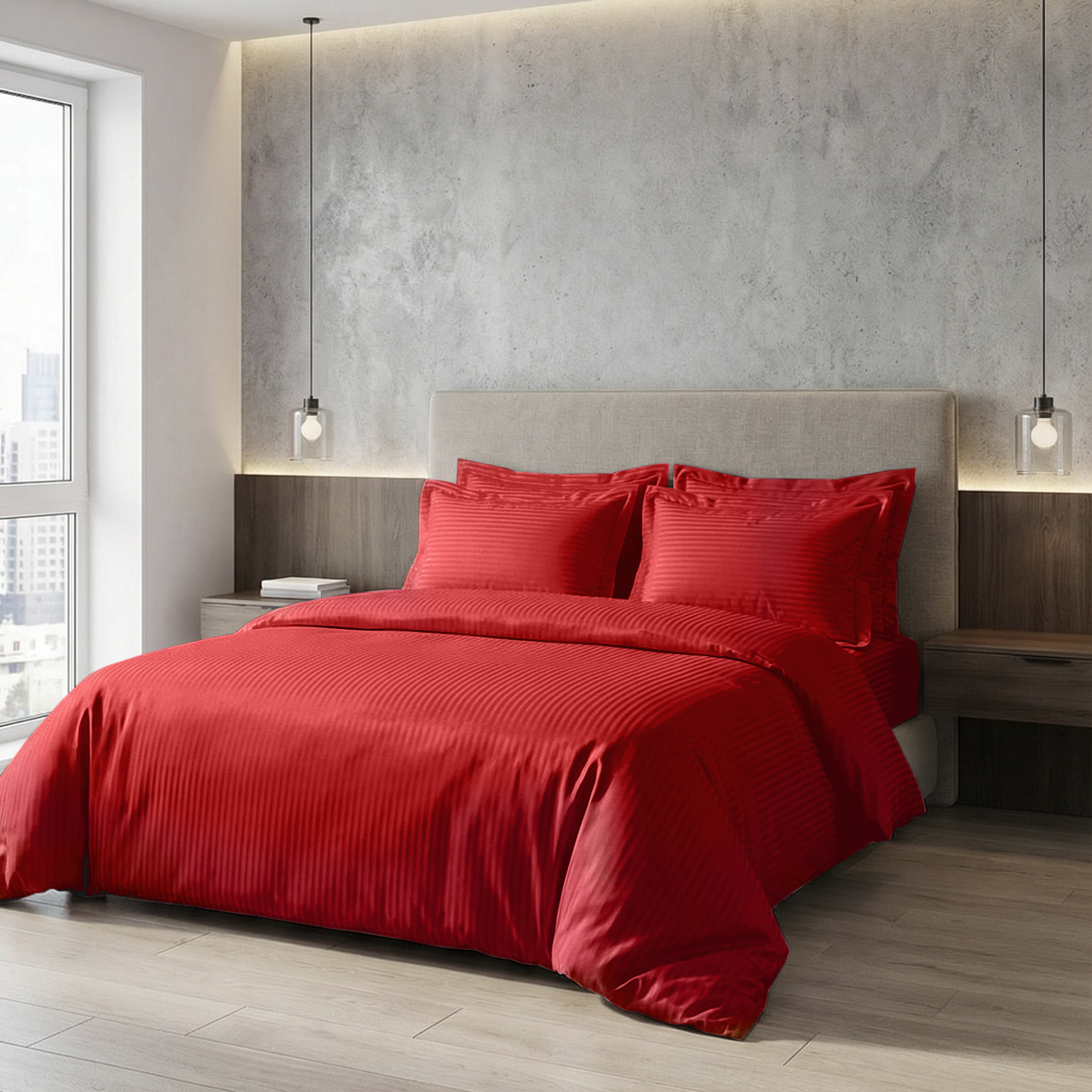 Постільна білизна з страйп - сатину, колір Red