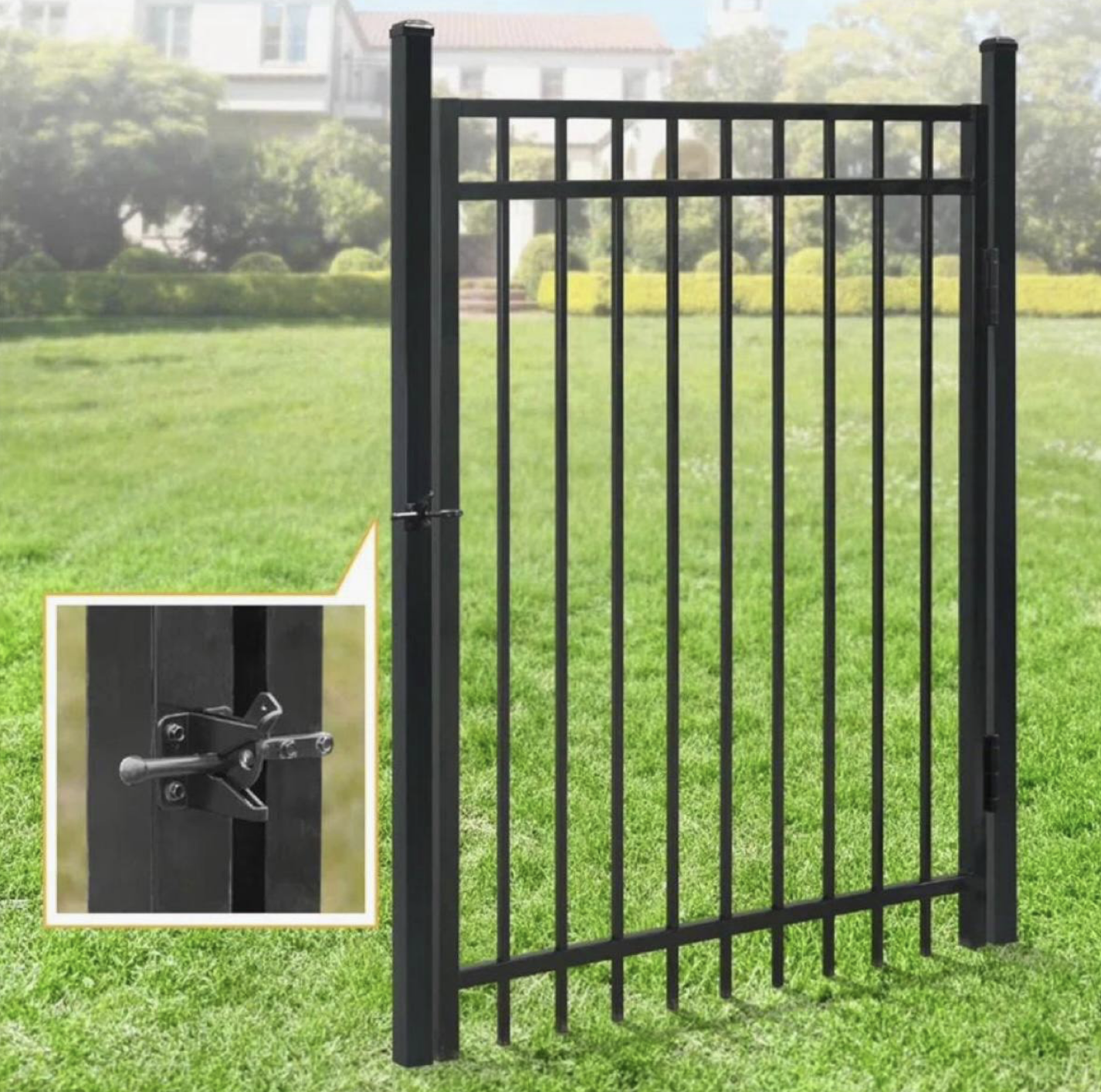 Heavy Duty Flat Top Fence Gate |  Metal Garden Fence Gate | 4x4 Feet