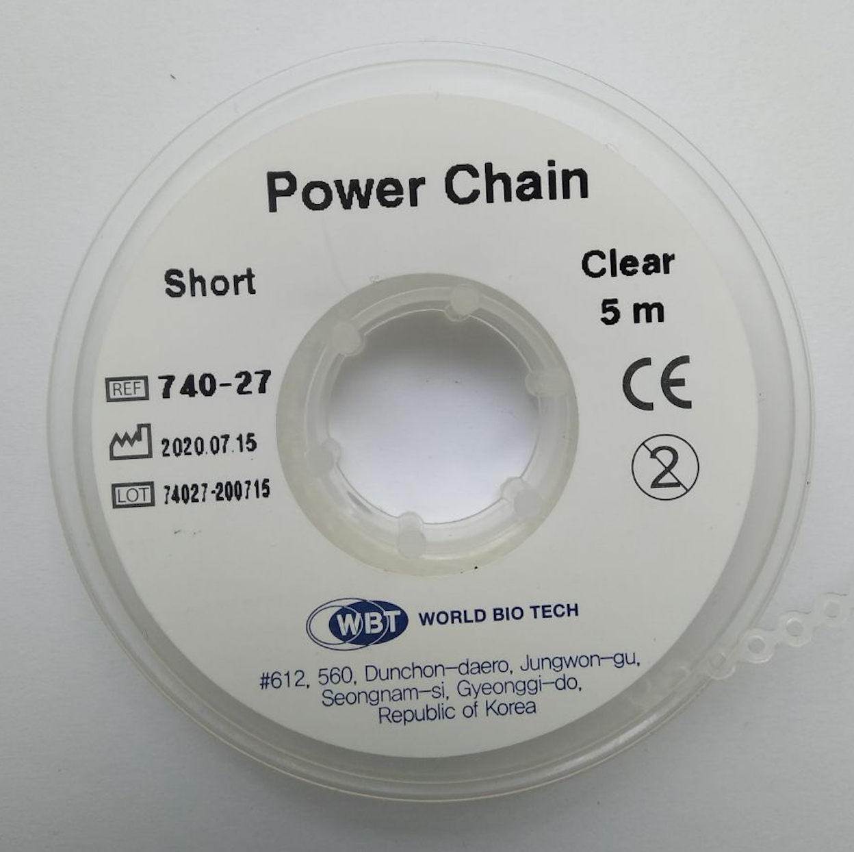 Ортодонтичний еластичний прозорий ланцюжок WBT Short