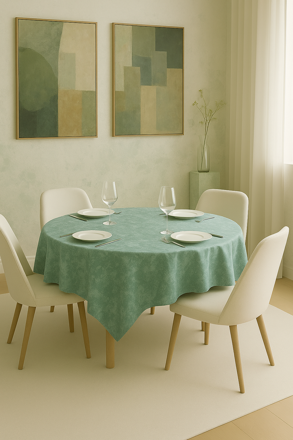 Водовідштовхувальна скатертина з мармуровим ефектом "Нефрит"