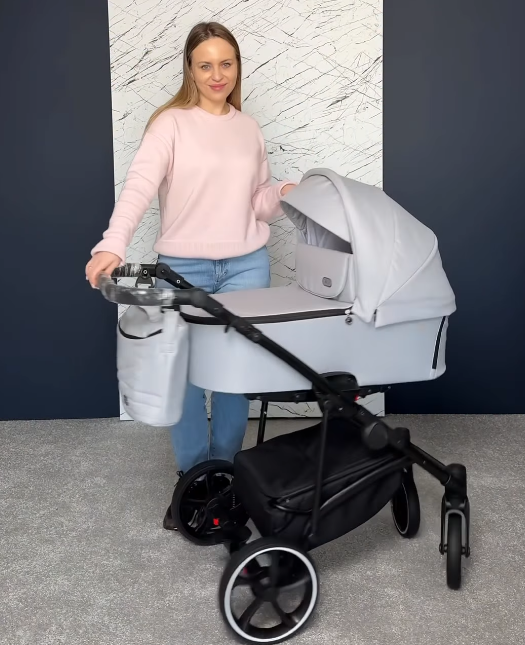 Коляска 2в1 Baby Pram Bailey Premium текстиль Silver