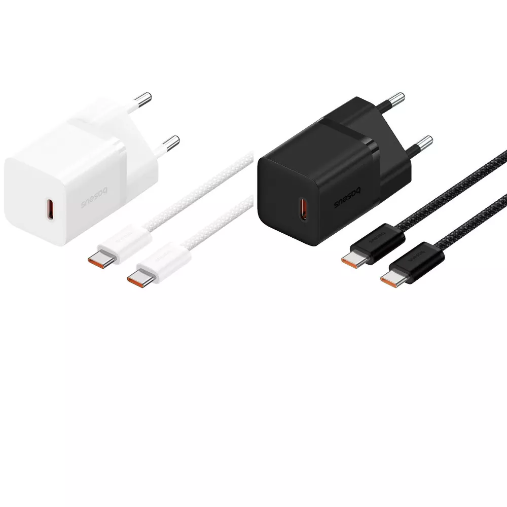 МЗП Baseus GaN5 Mini Fast Charger Type-C 30W (With Cable Type-C to Type-C 100W 1m)