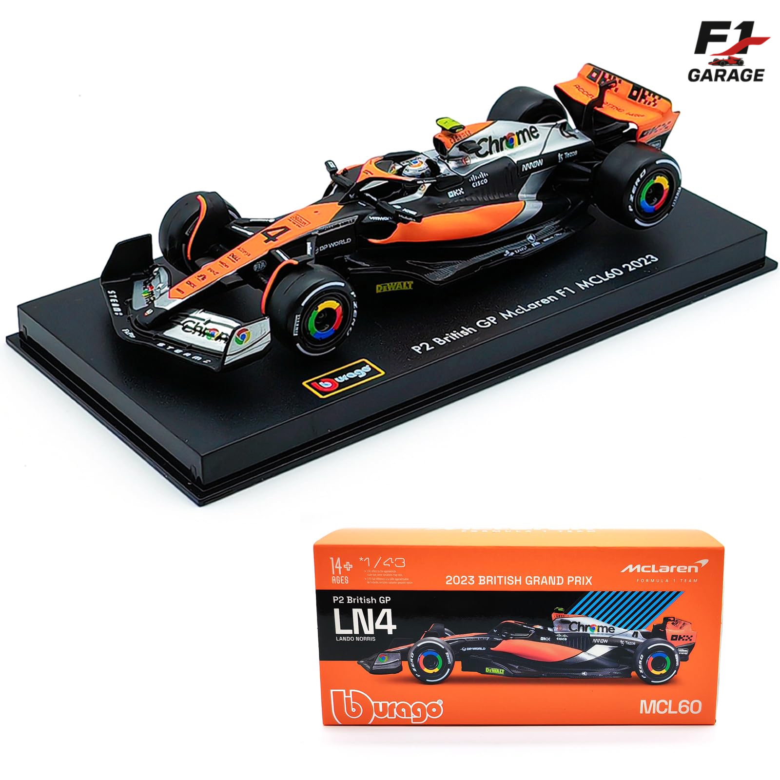 Burago McLaren MCL-60 Lando Norris, 1:43, British GP 2023 з пілотом