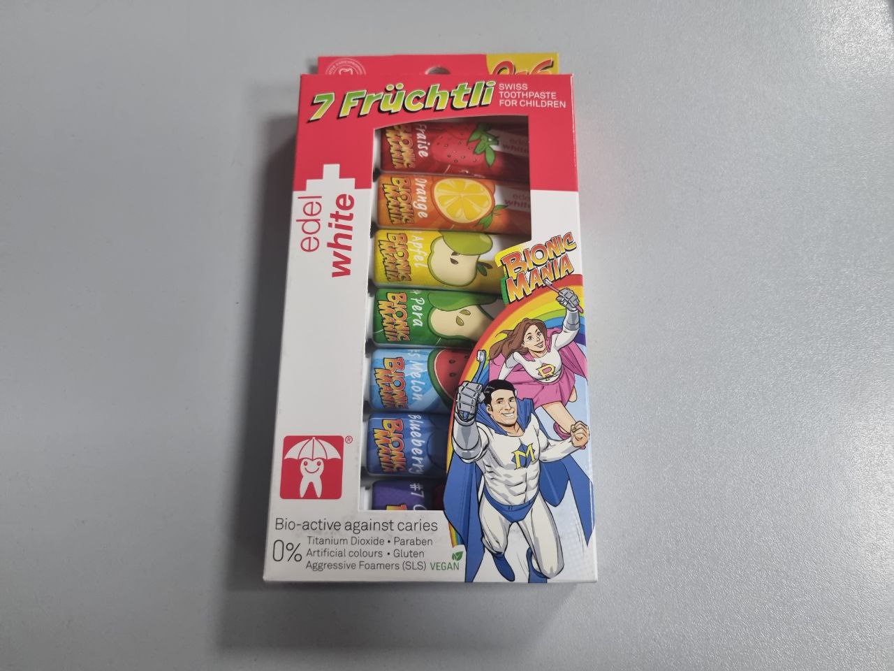 Зубна паста дитяча Edel White набір (фруктова, 7 шт)