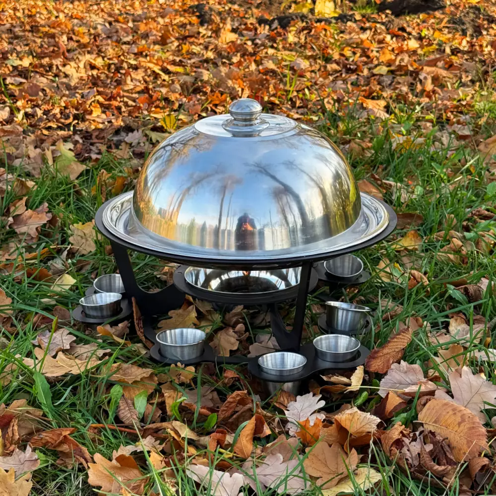 САДЖ з підігрівом у комплекті з соусницями та чарками для подачі готових страв до столу