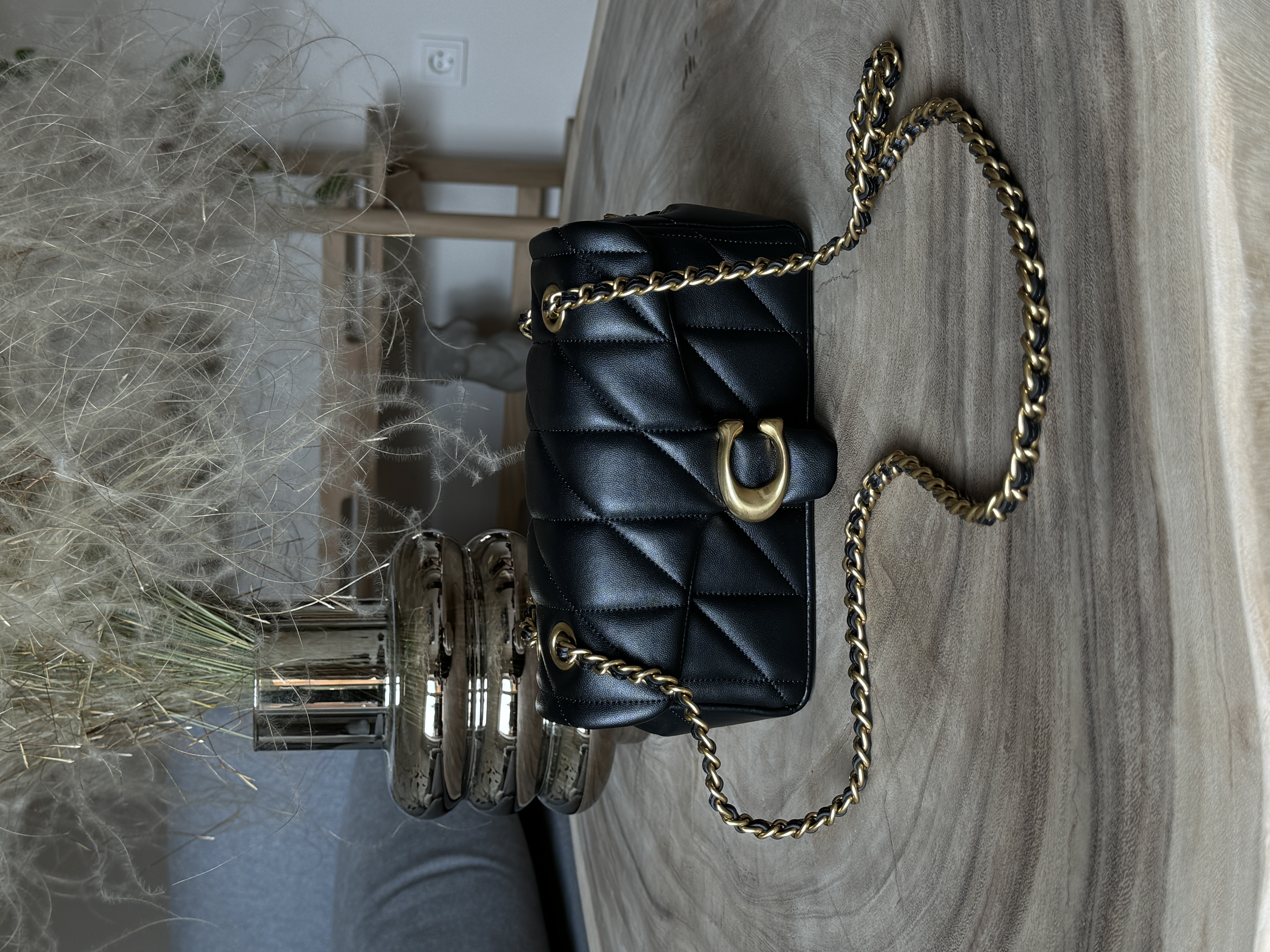 Coach Tabby Shoulder Bag 20 With Quilting Black/Gold