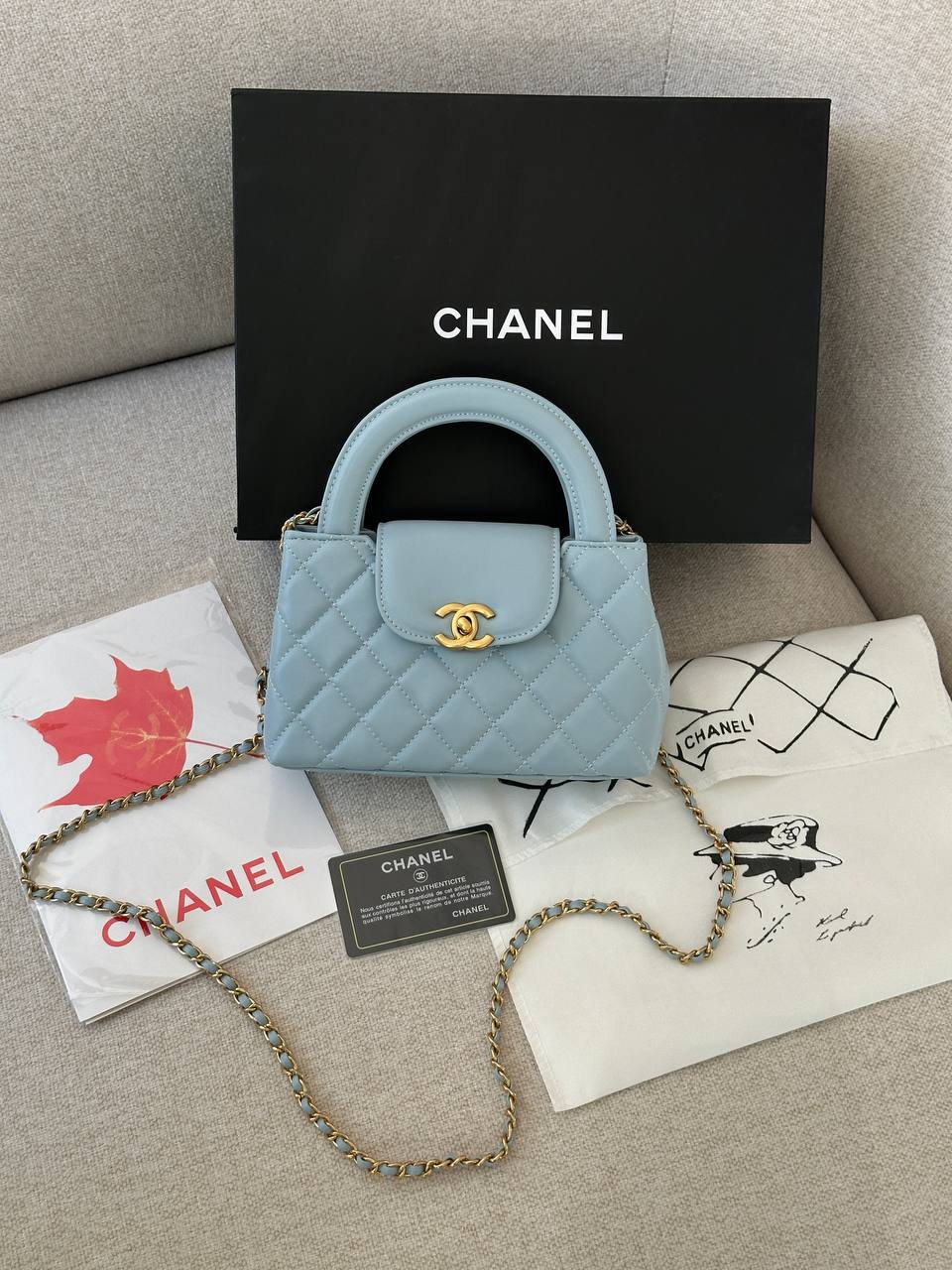 Chanel Kelly Bag Shiny Aged Calfskin Blue & Gold Hardware