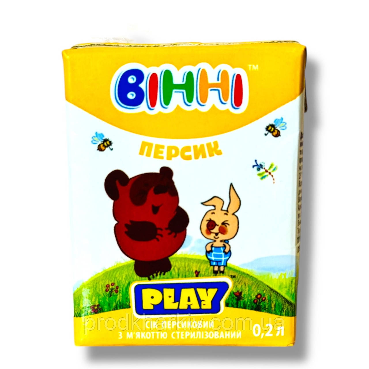 Нектар Персик «Вінні Play» з м'якоттю, 0,2 л (тетрапак)