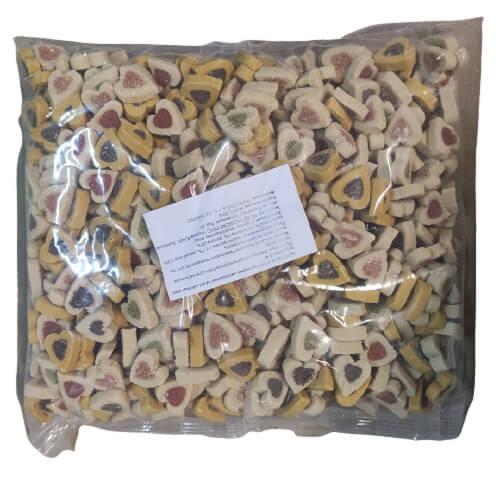 Ласощі Тренерки напіввологі м'які ласощі мікс сердечка 1кг арт.1113