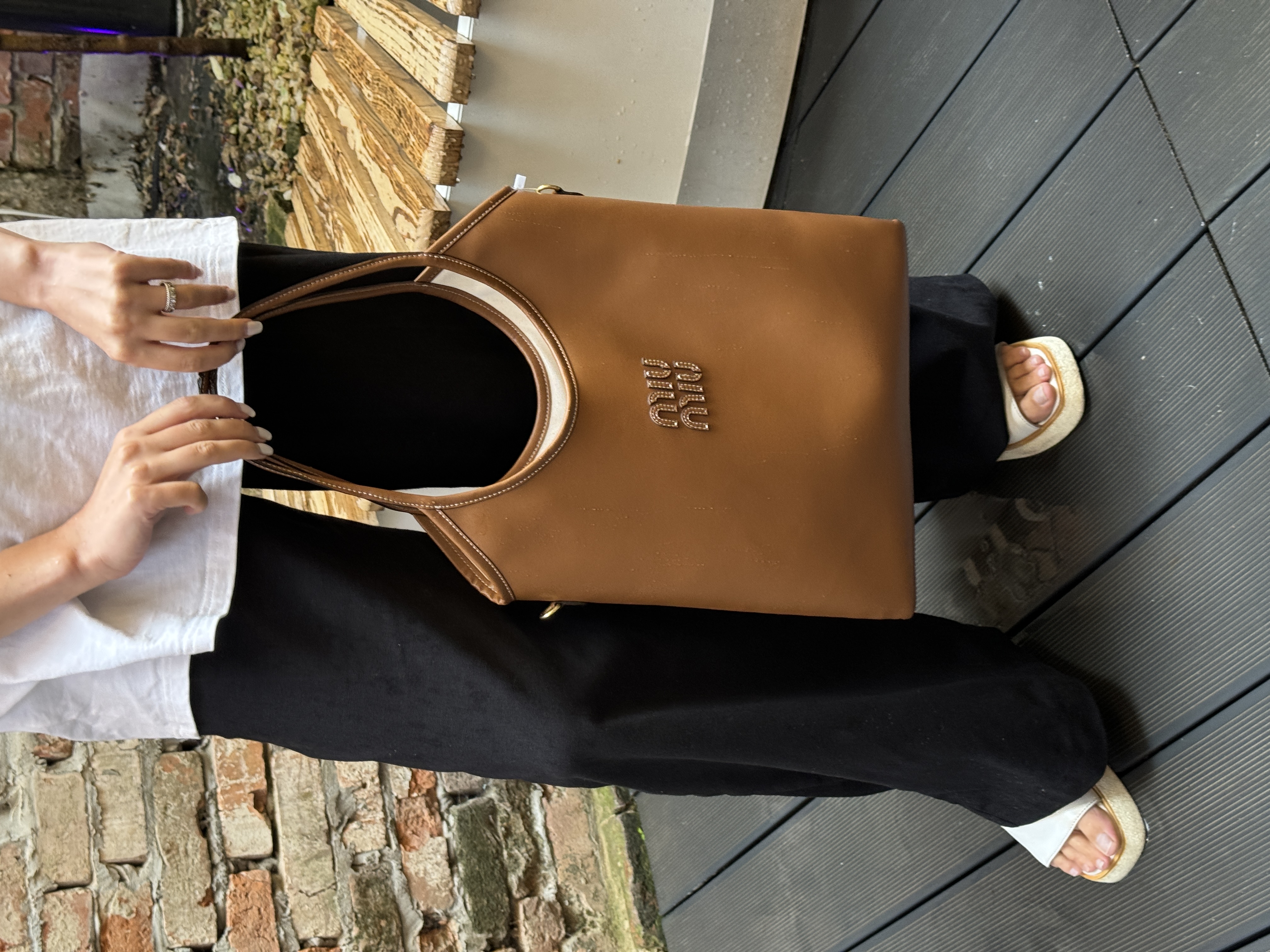 Miu Miu Ivy Leather Bag Brown