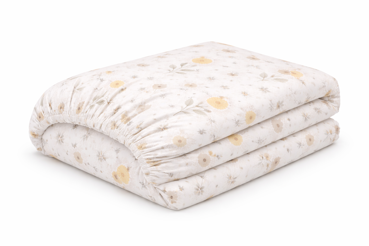 Простирадло на гумці ранфорс принт  "Дрібні квітки на білому"