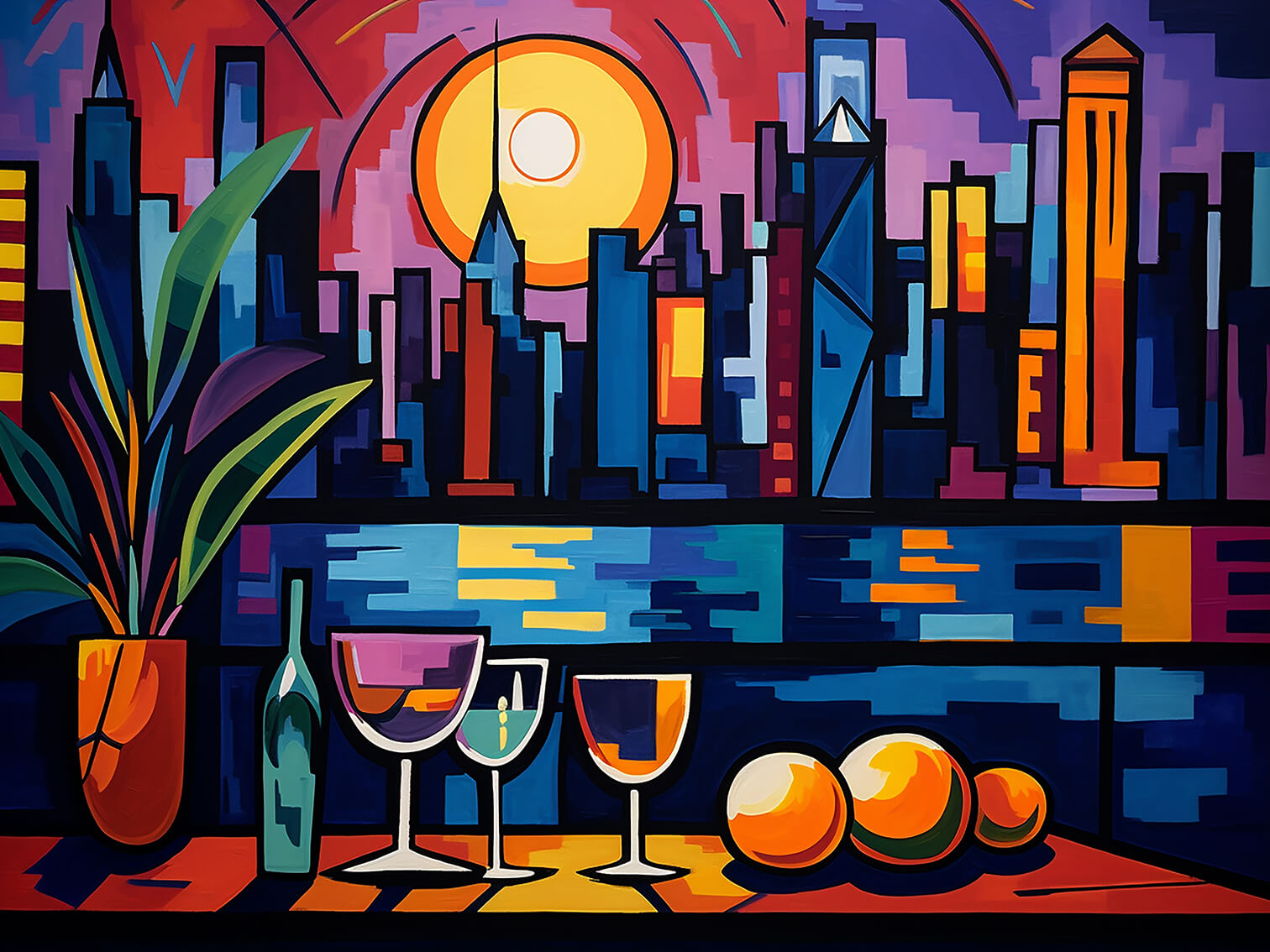 View of New York, 60x80 cm, original acrylic painting on canvas