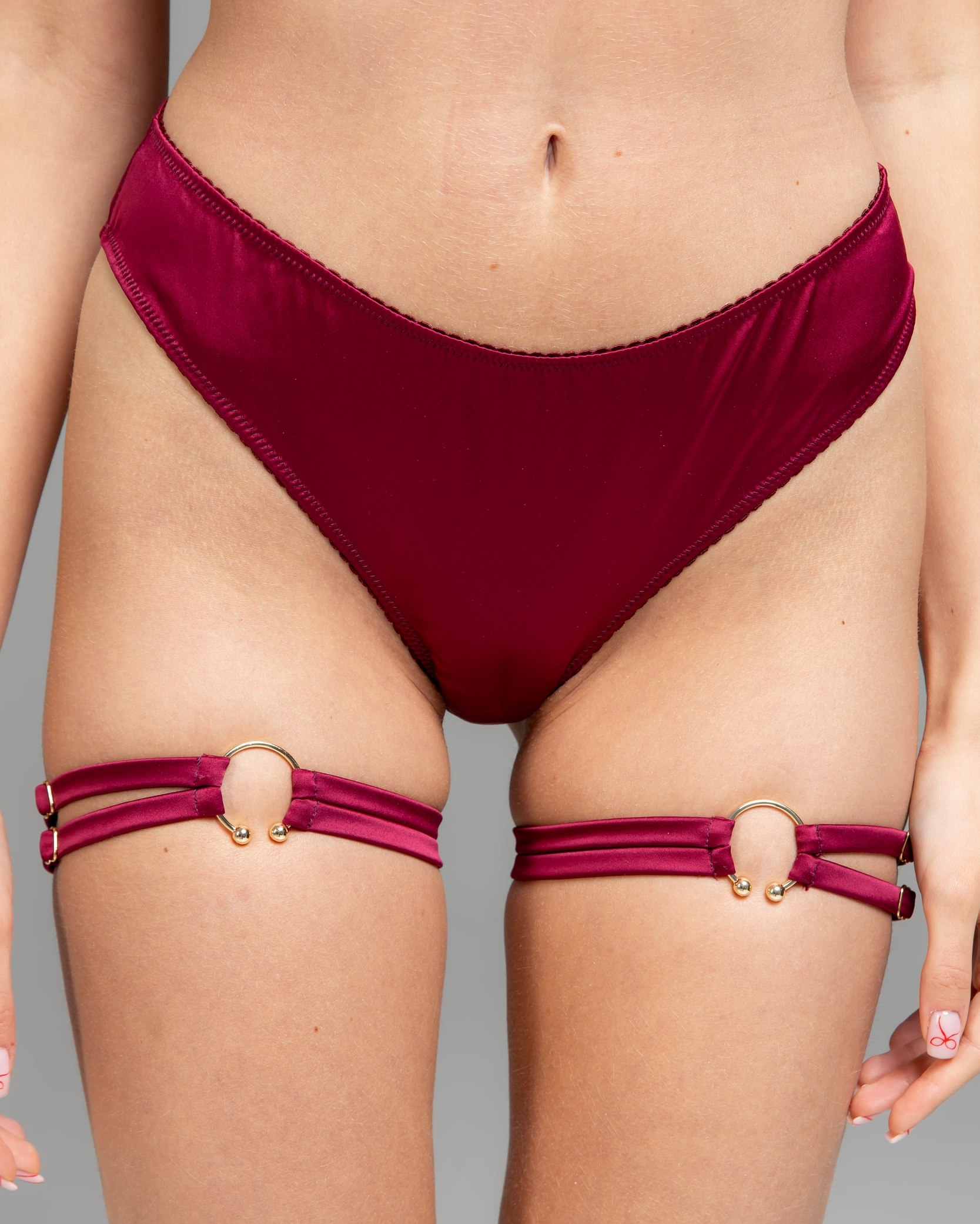 VENUS Підв'язки з ніжного сатину, Бургунді