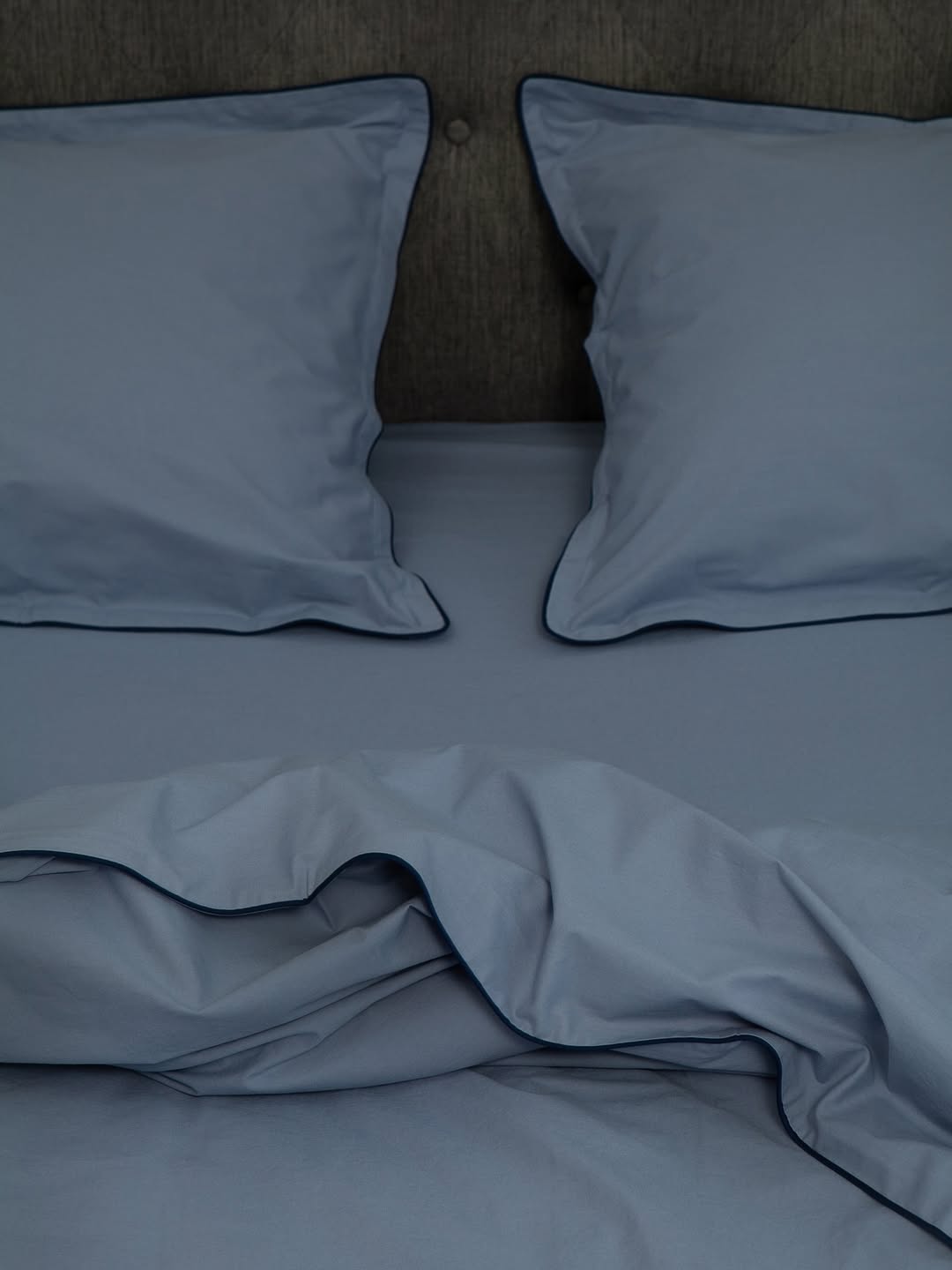 Постільна білизна з вареної бавовни, колір Блакитно-сірий