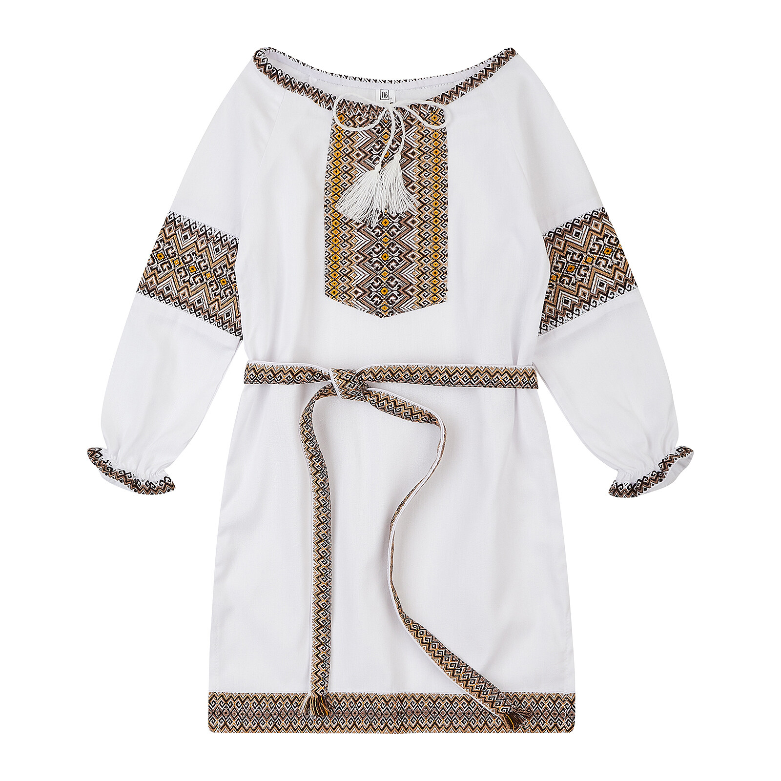 Сукня для дівчинки з бежевим орнаментом біла