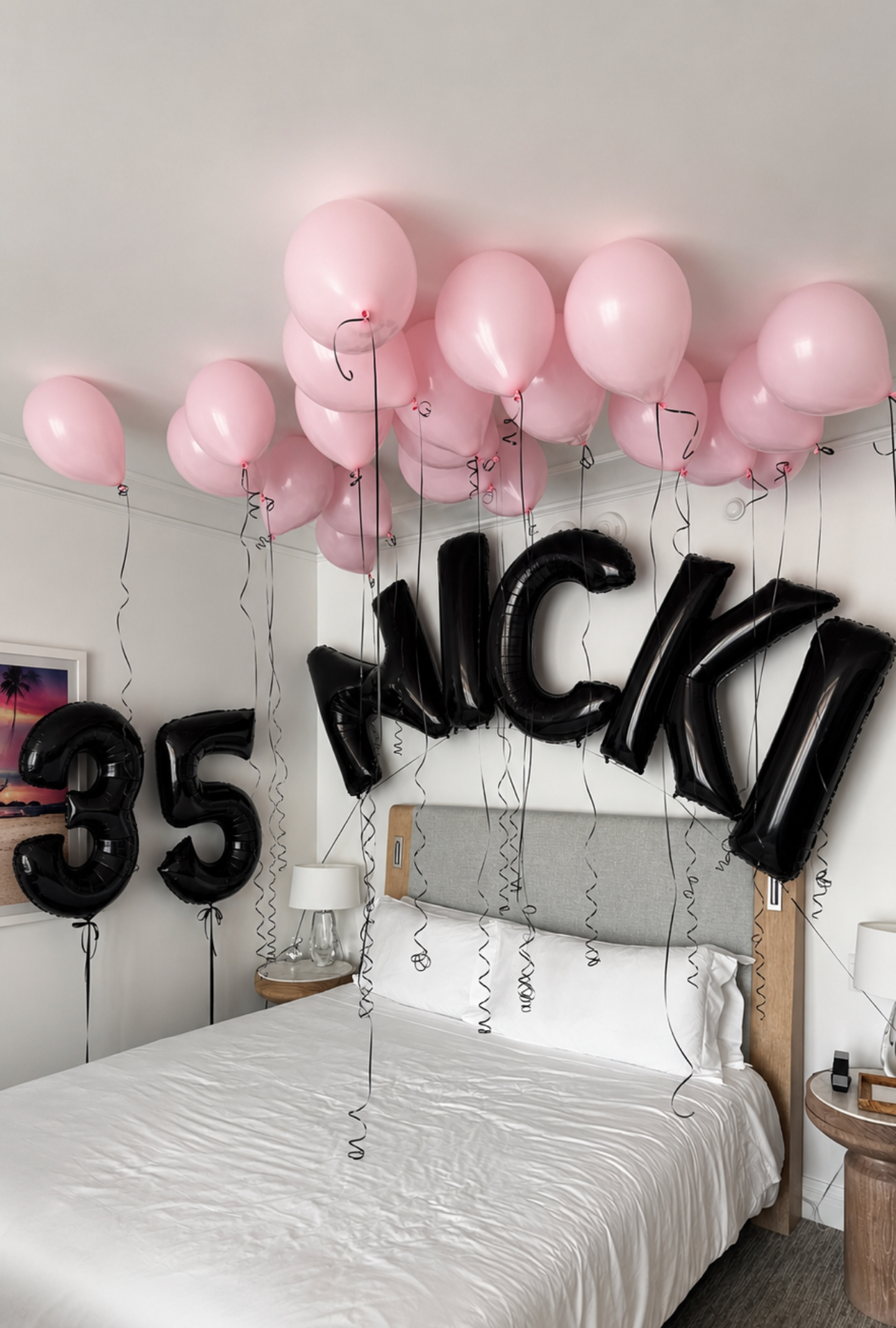 Luxury Hotel Room Balloon Decoration with Name & Age