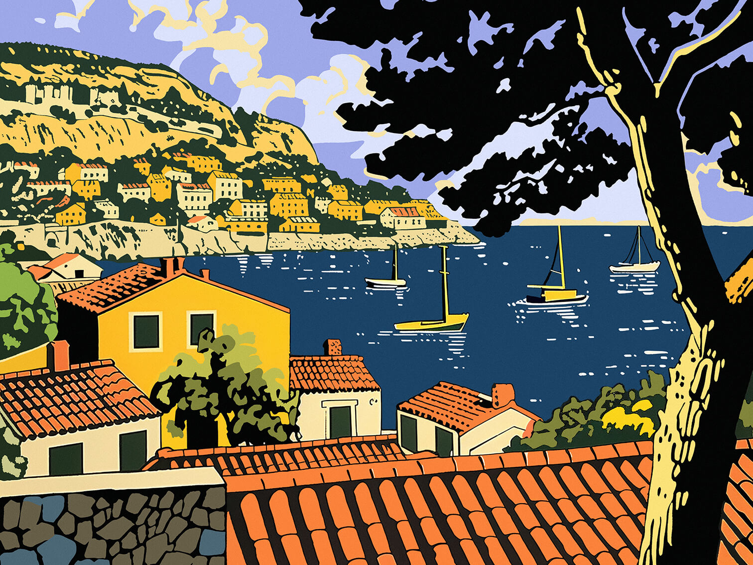 Coast of Hvar, 60x80 cm, original acrylic painting on canvas