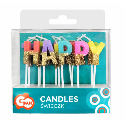 Свічки буквами Happy Birthday glitter mix