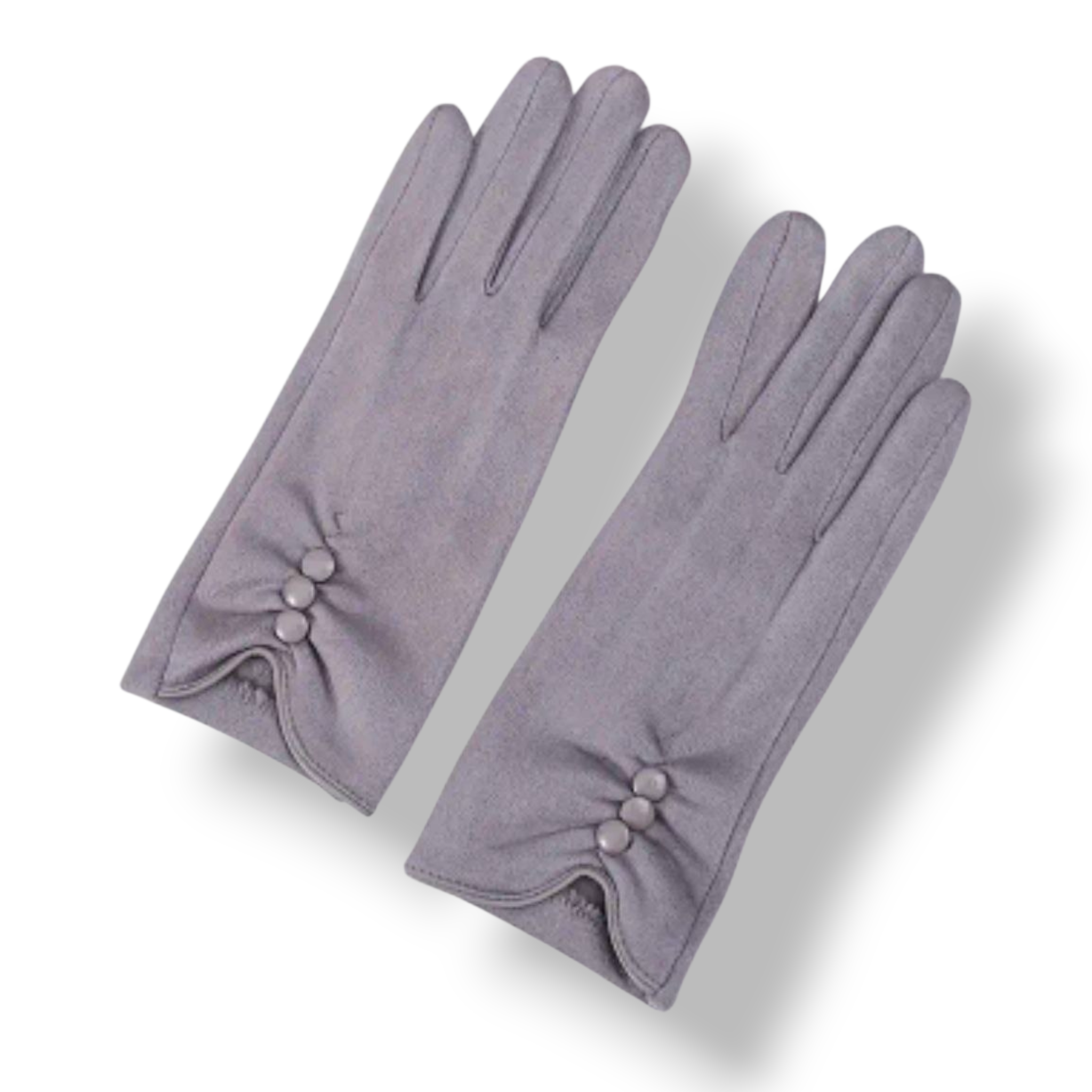 Рукавички велюрові з гудзиками сірі