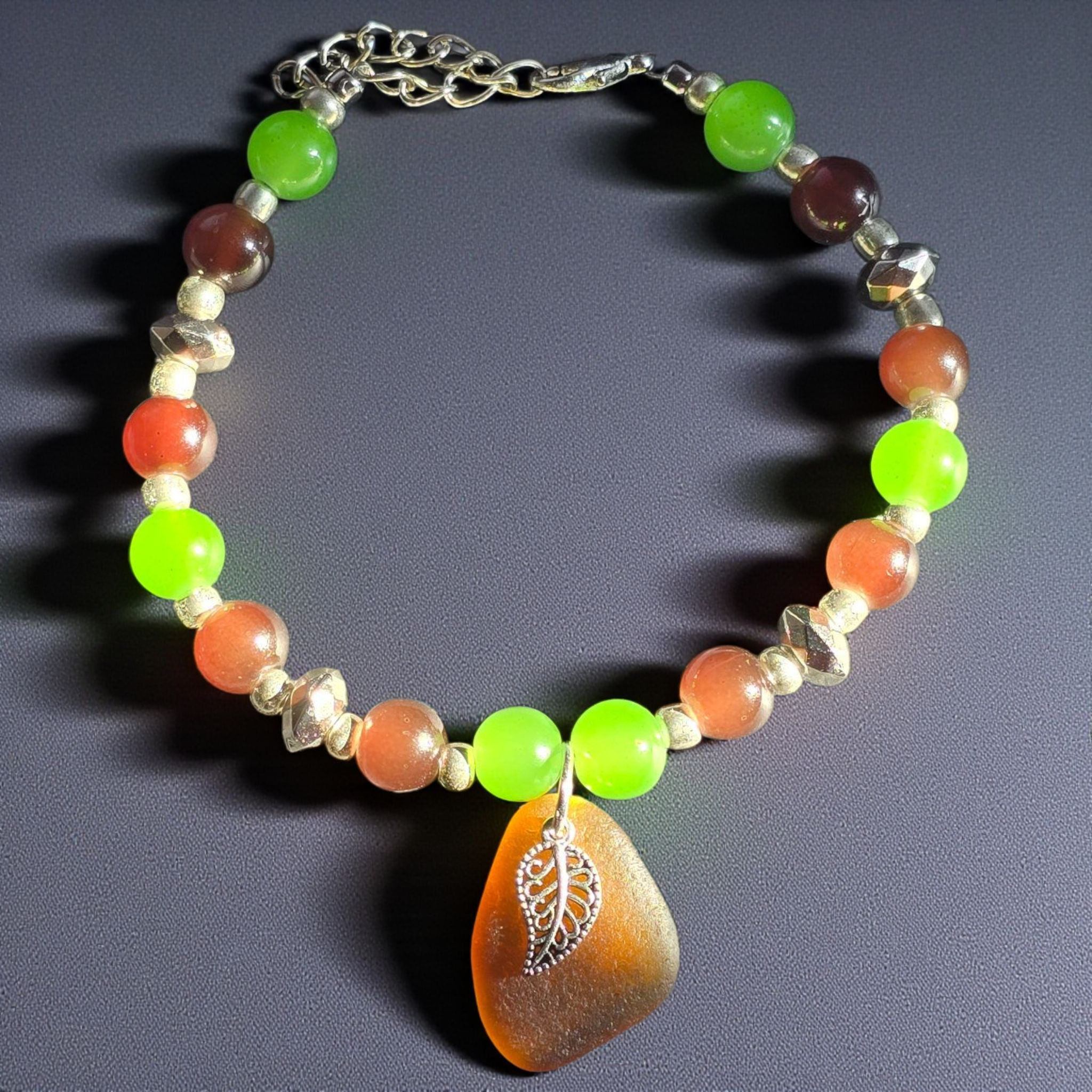 Autumn Leaf Sea Glass Bracelet