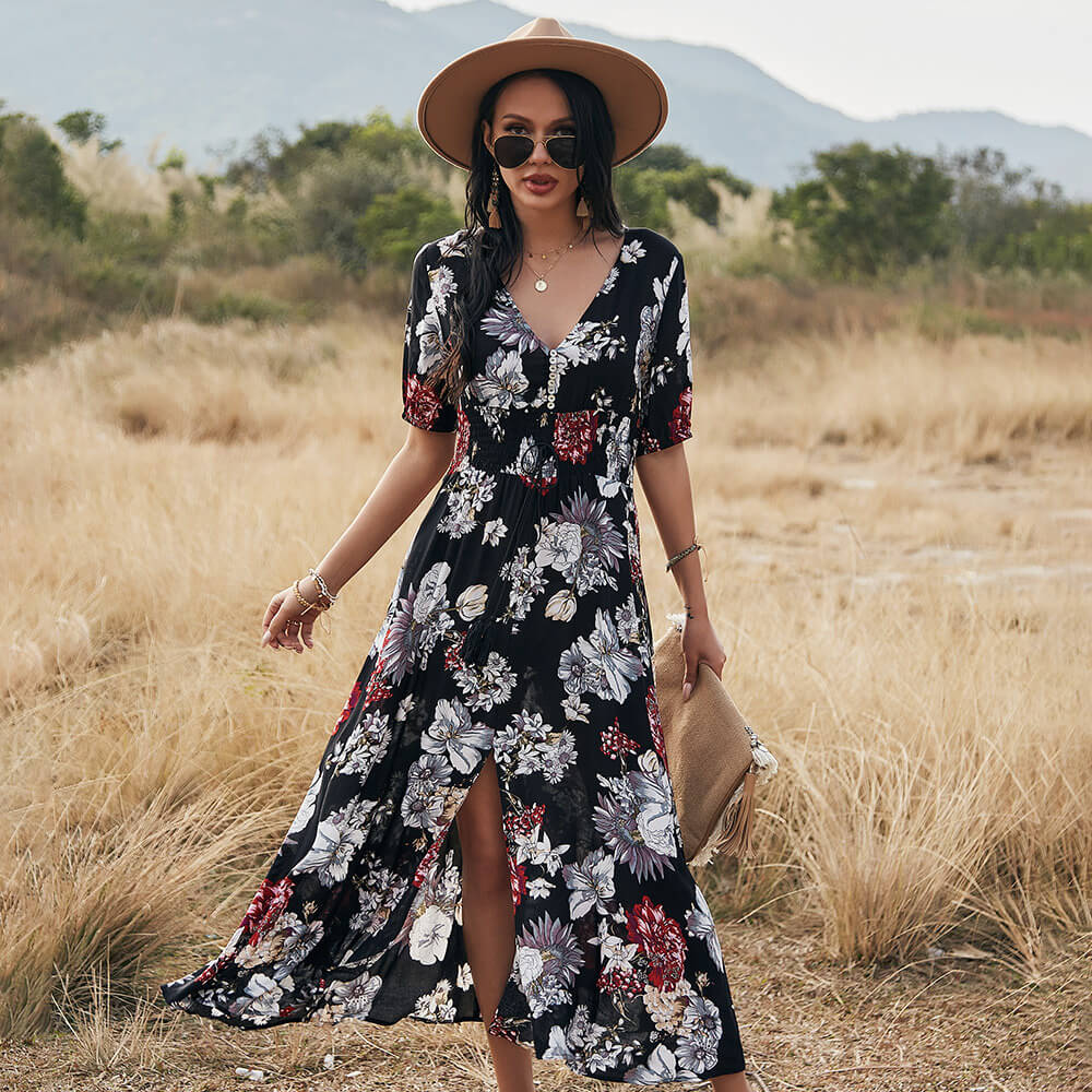 Casual V Neck Floral Dress For Women Summer | Floral Summer Dress