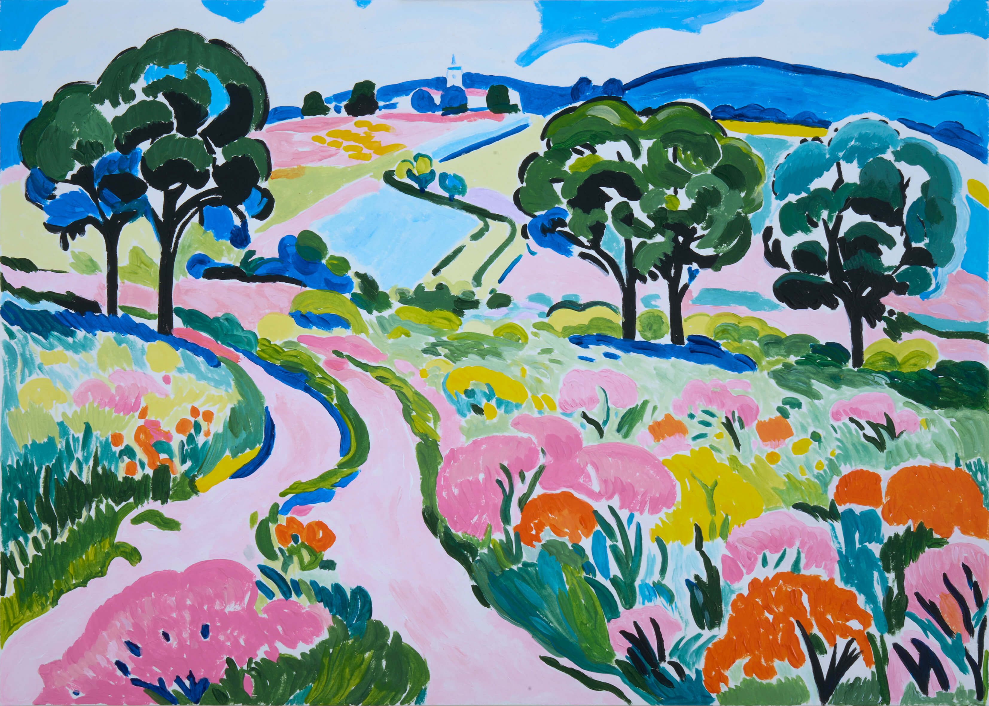 Hues of Summer, 30x42 cm original acrylic painting on paper