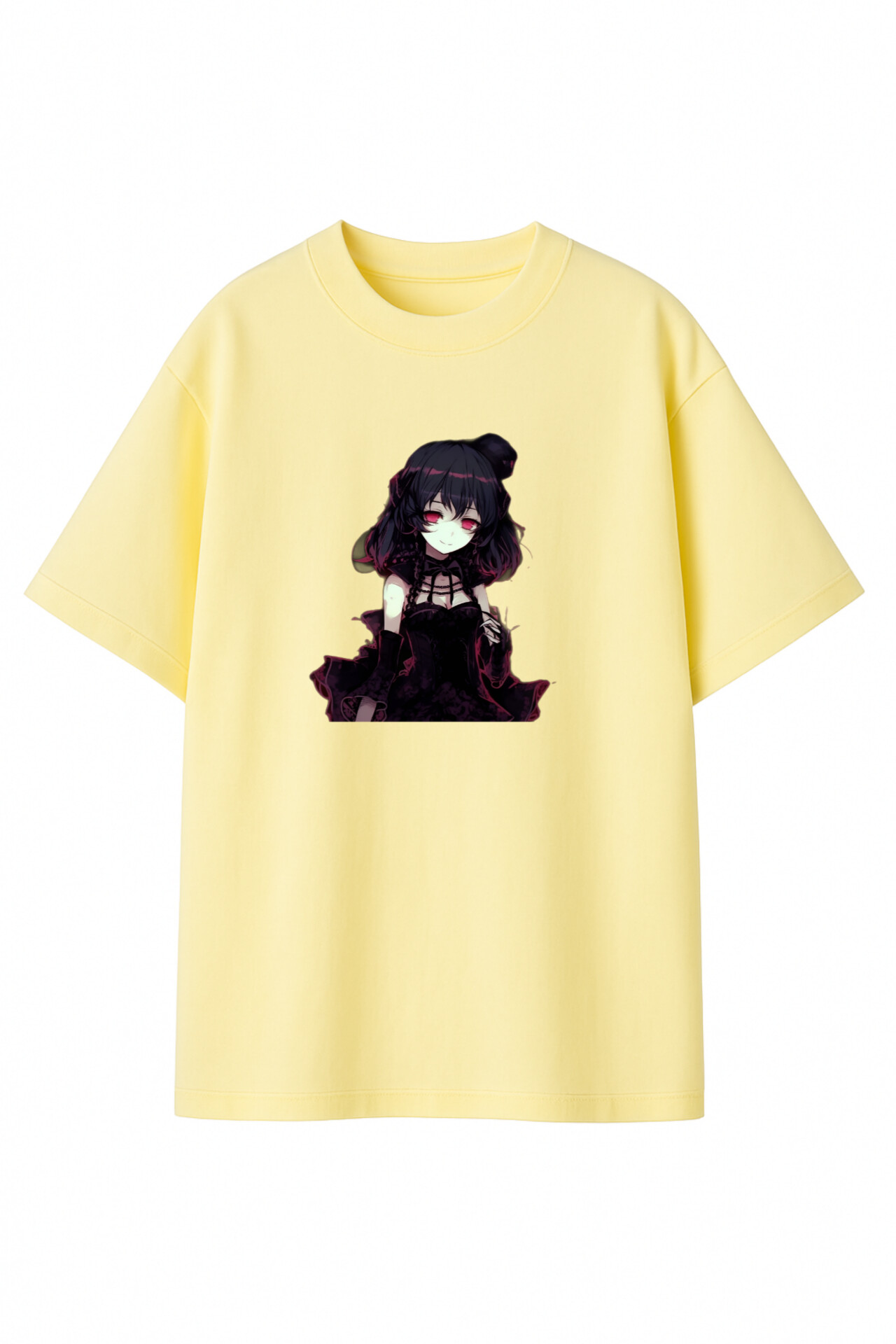 ФУТБОЛКА ОВЕРСАЙЗ ЖОВТА  З ПРИНТОМ "АНІМЕ ДІВЧИНКА !"