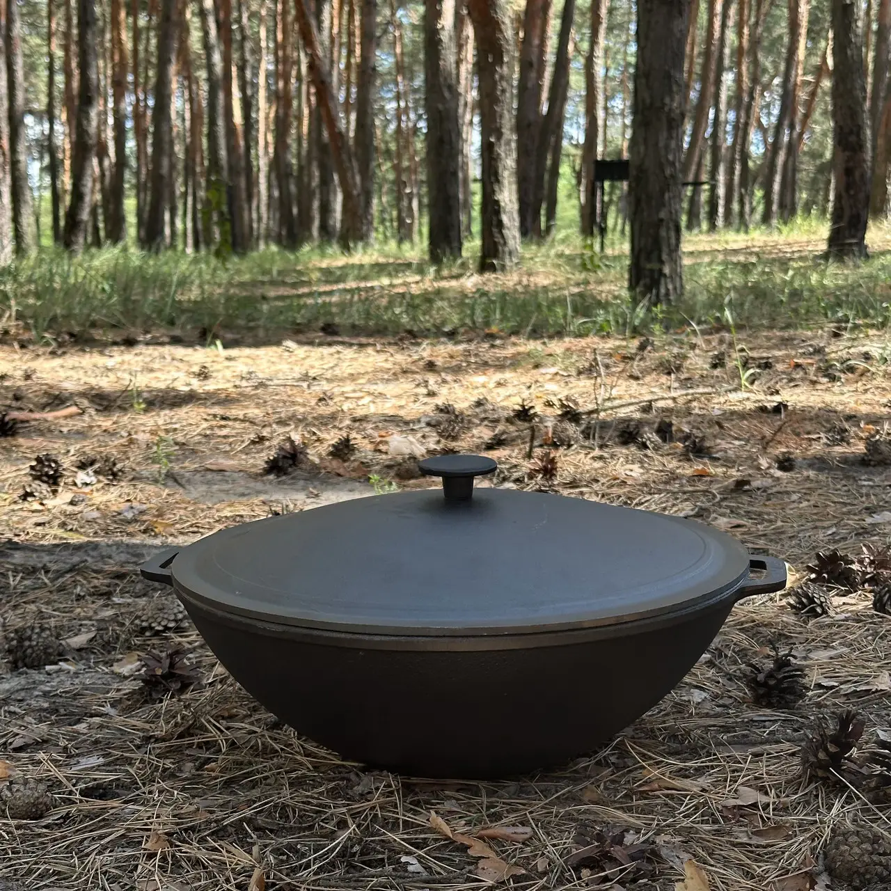 Сковорода WOK-08 чавунна з кришкою 8л