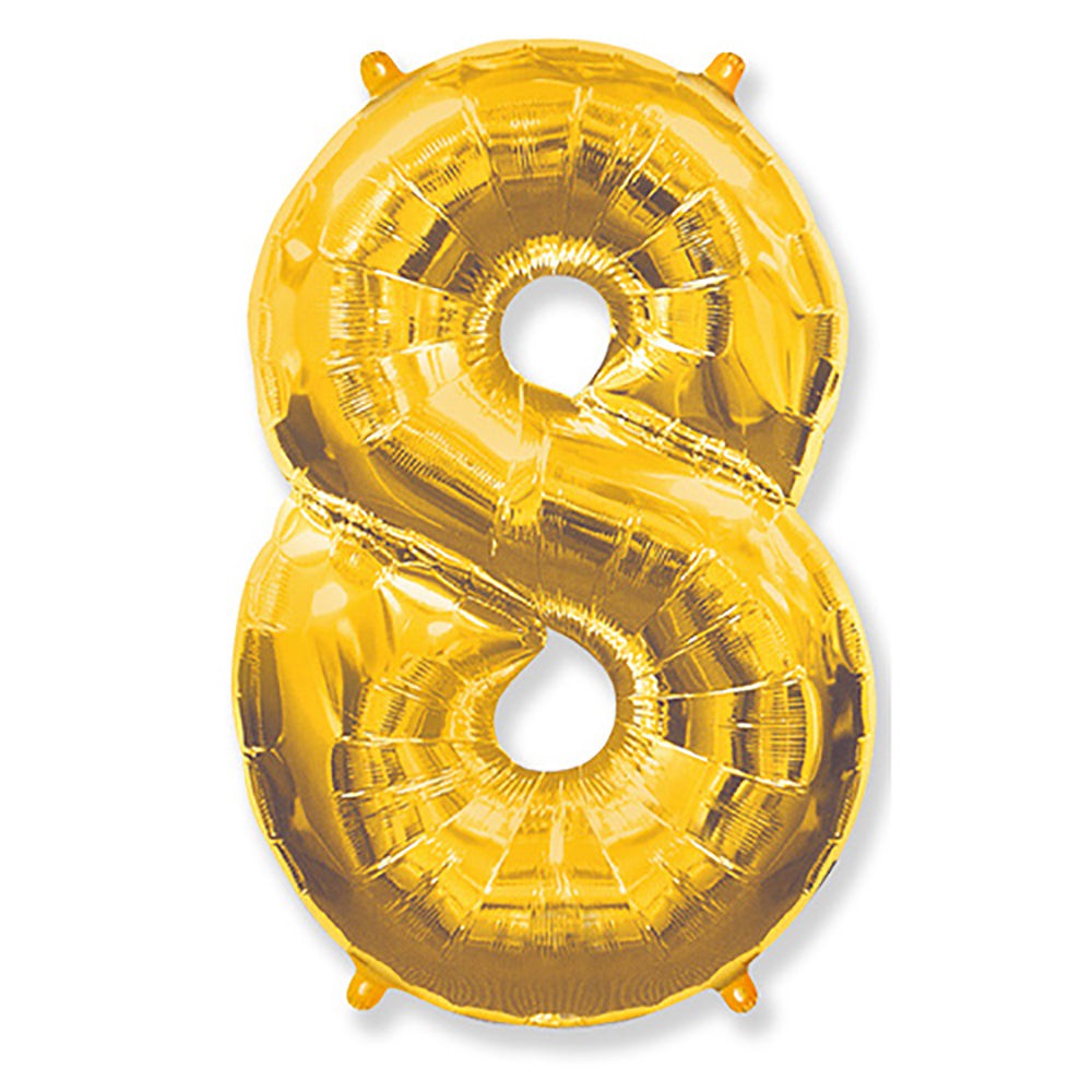 34 inch Number 8 Gold Helium Ballon