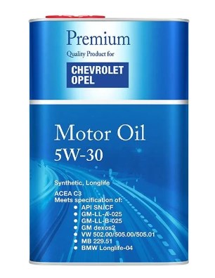 Моторна олива синтетична 5W-30 Fanfaro SN CHEVROLET & OPEL, 1л метал