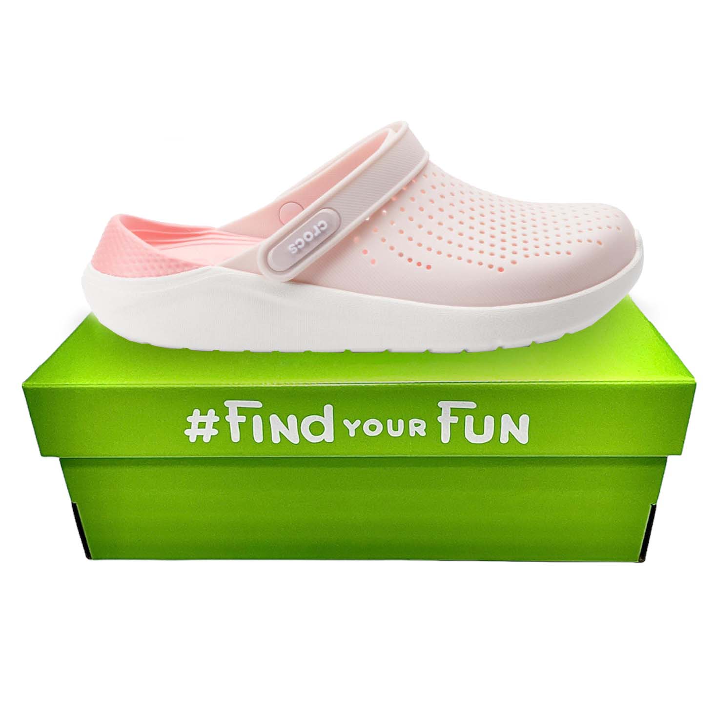 Crocs Kids’ LiteRide Clog Powder / White дитячі крокси для дівчаток пудрові