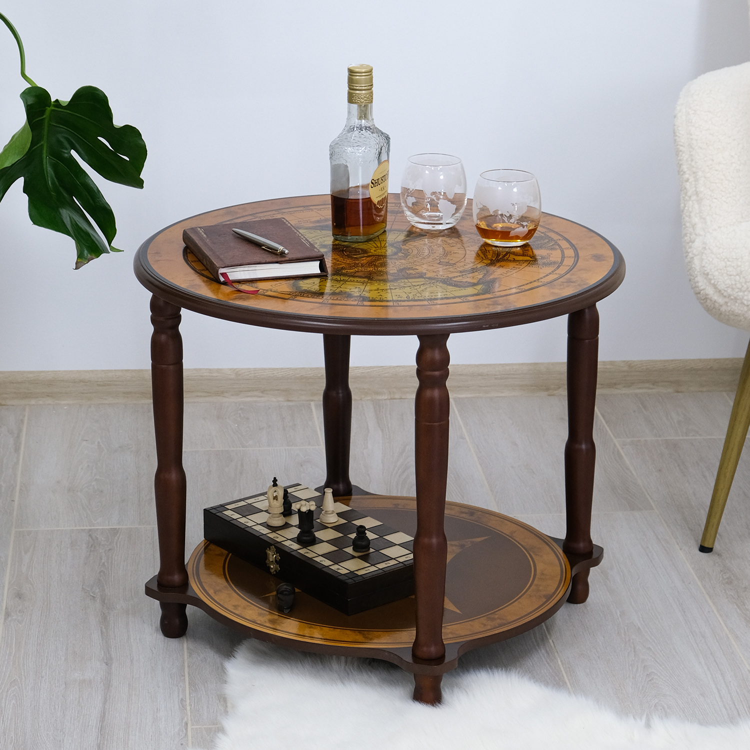 Барный Столик "Путешественник" – Старинные Карты в Вашем Интерьере диаметр 60 см, ZZ0001