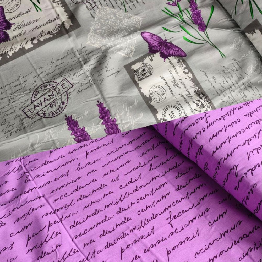 Тканина Голд Euro - Лаванда на сірому