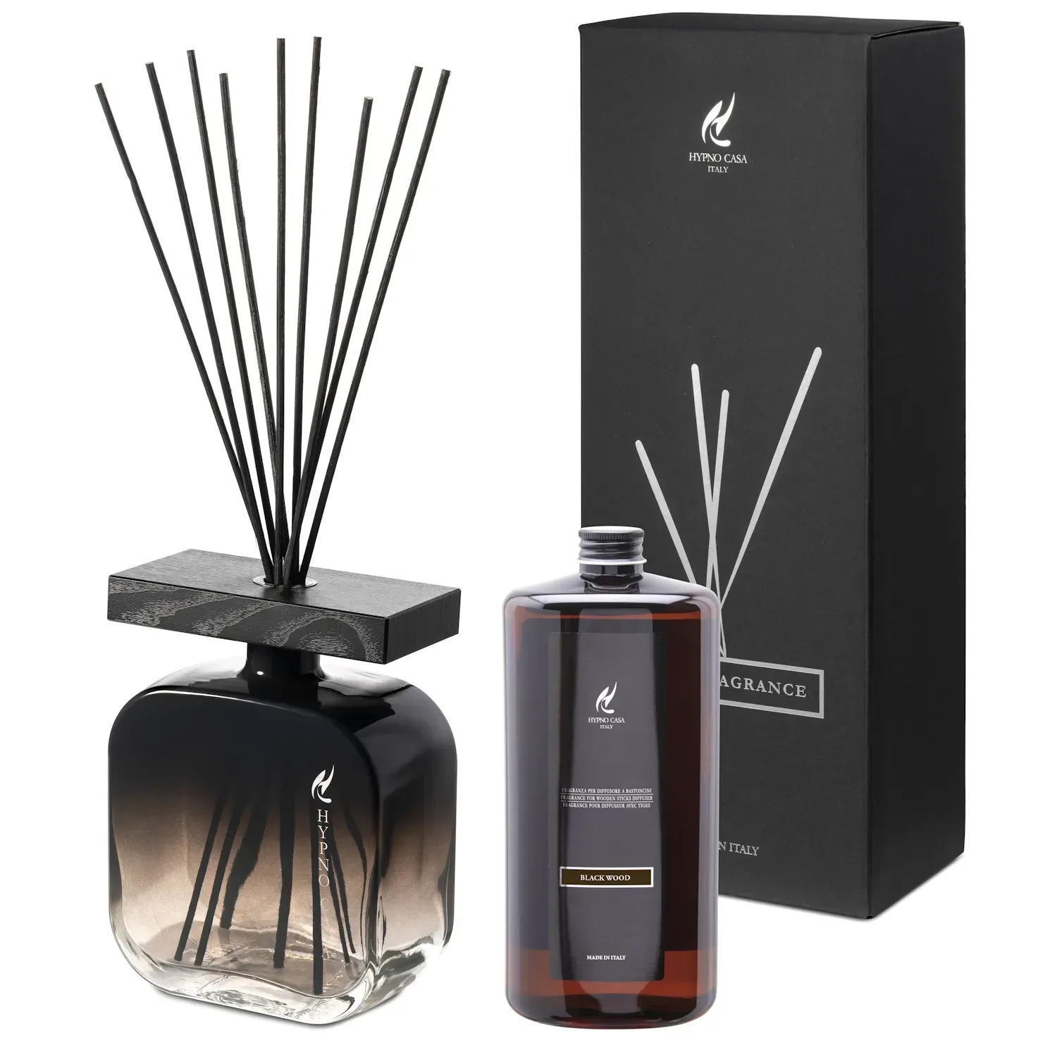 Набір Hypno Casa Black Wood: Ваза 1750 мл + парфум 1000 мл