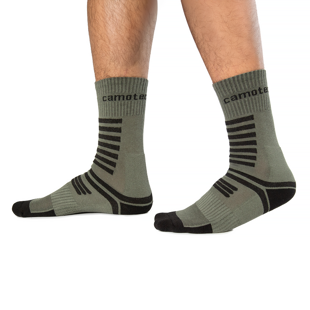 Зимові теплі трекінгові шкарпетки "Merino LongAir 2.0 Khaki" від українського бренду "CAMOTEC".