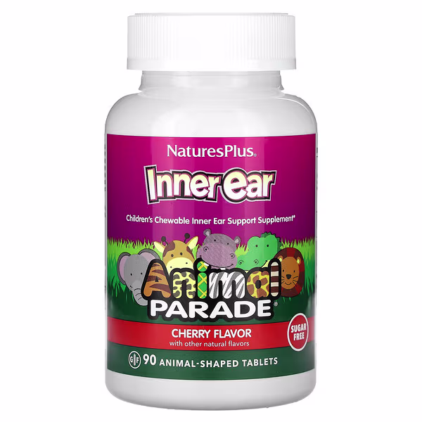 NaturesPlus, Animal Parade, Inner Ear, Children's Chewable, Cherry, 90 Animal-Shaped Tablets