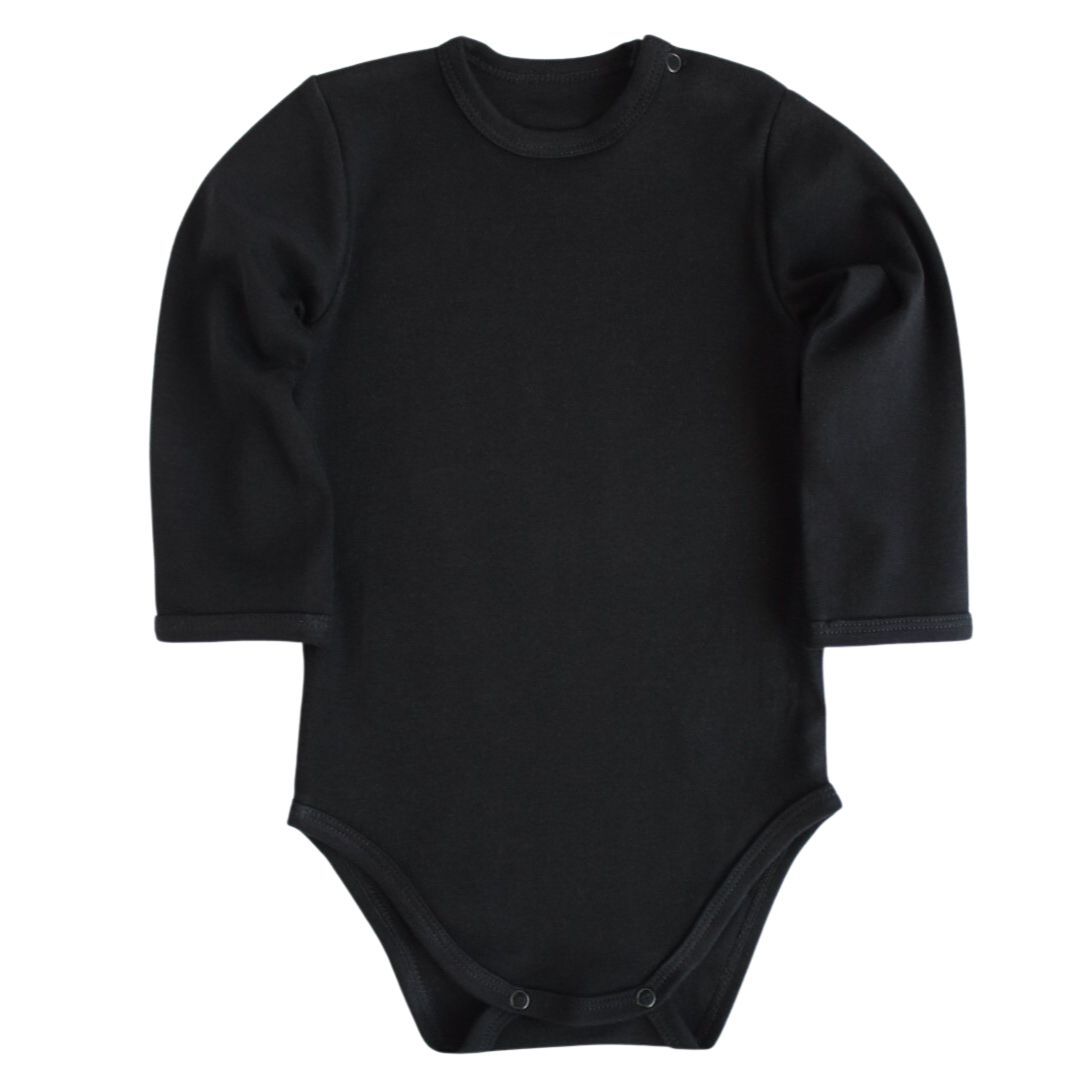 Дитячий боді чорний з довгим рукавом