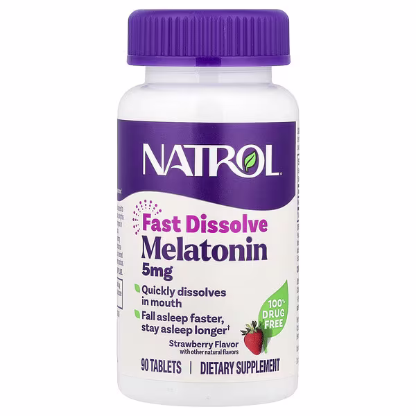 Natrol, Melatonin, Fast Dissolve, Strawberry, 5 mg, 90 Tablets