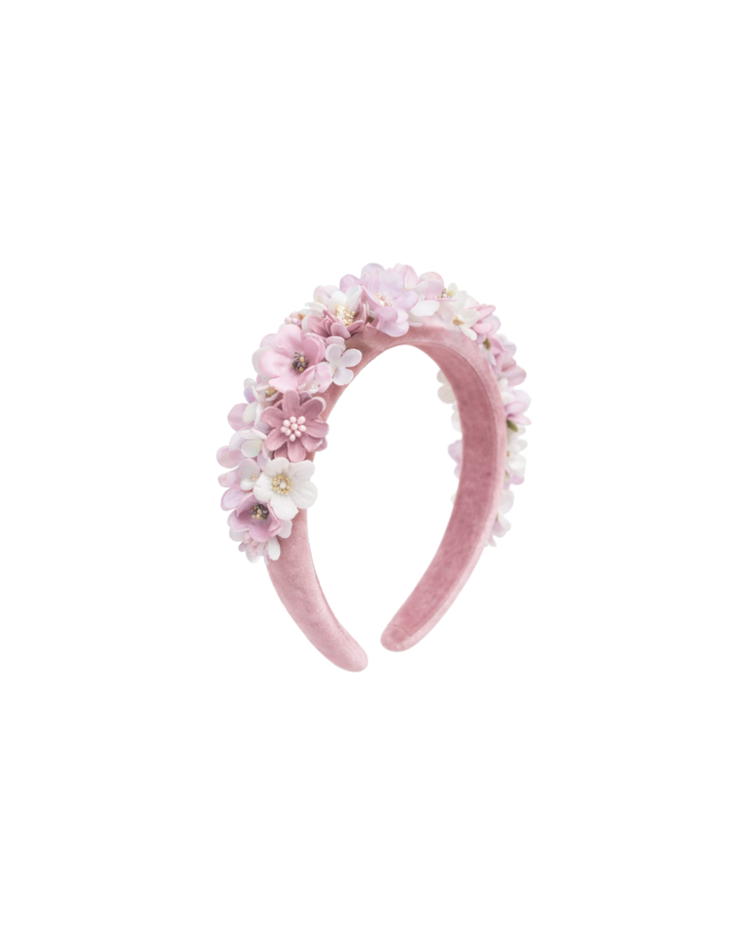 Обруч з квітами рожевий