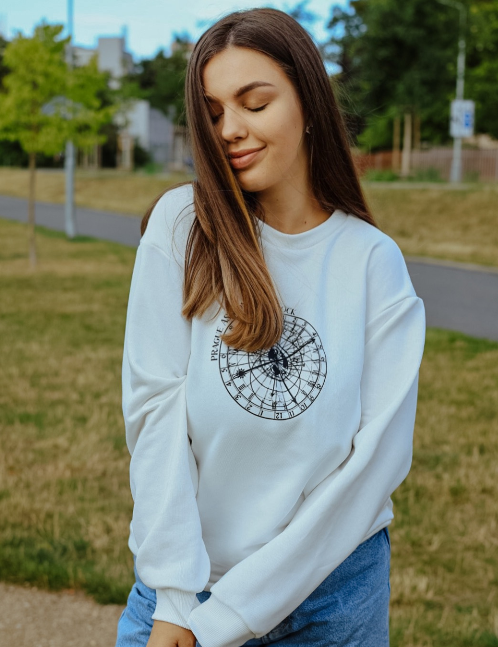 Unisex cotton sweatshirt with unique Prague print