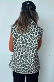 Brown Leopard Print Sleeveless Vest For Women | Front Open Jacket Vest